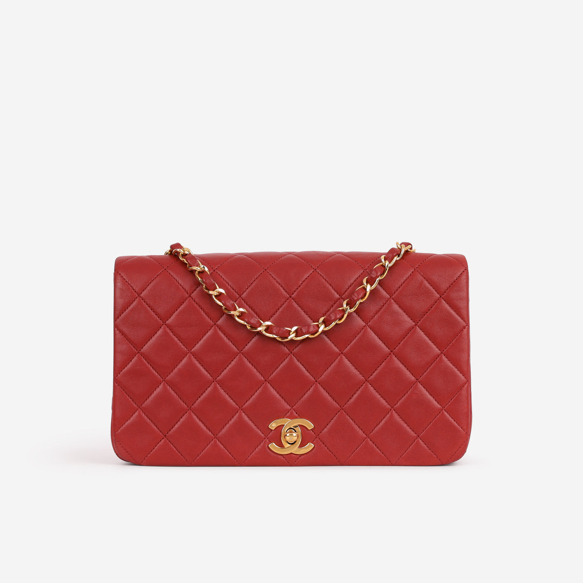 Chanel Vintage Single Full Flap - Red Lambskin | Gold Hardware