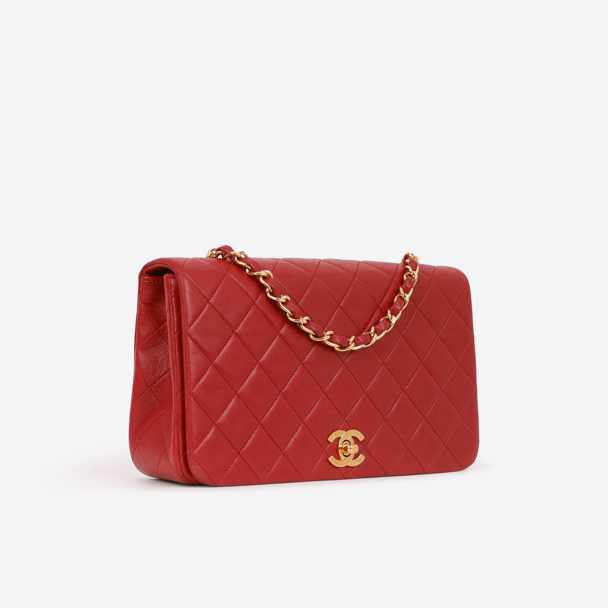 Chanel Vintage Single Full Flap - Red Lambskin | Gold Hardware