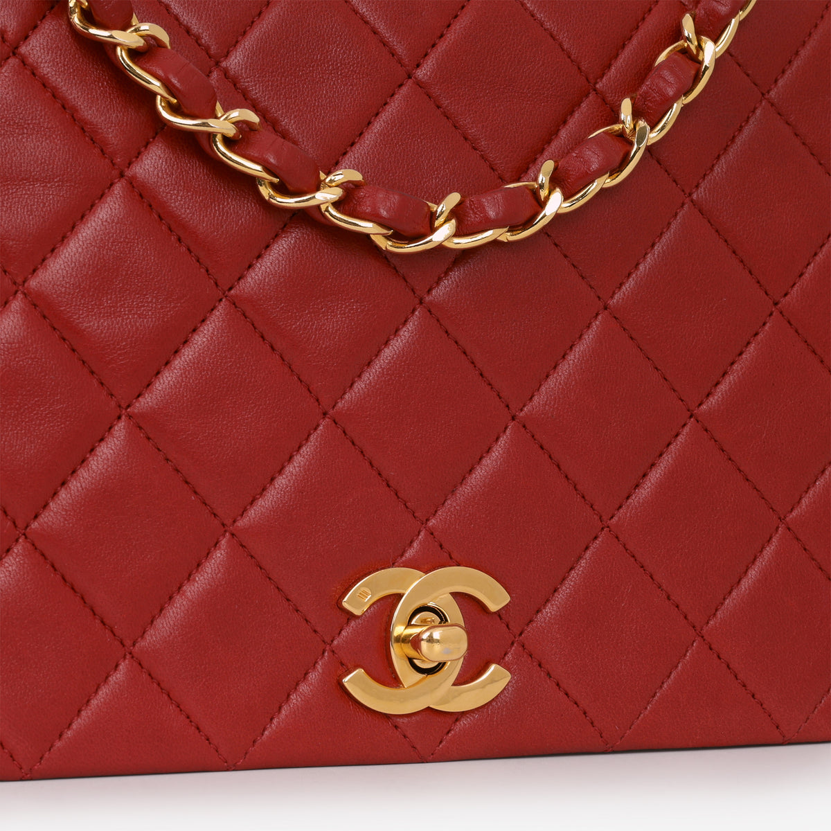 Chanel Vintage Single Full Flap - Red Lambskin | Gold Hardware