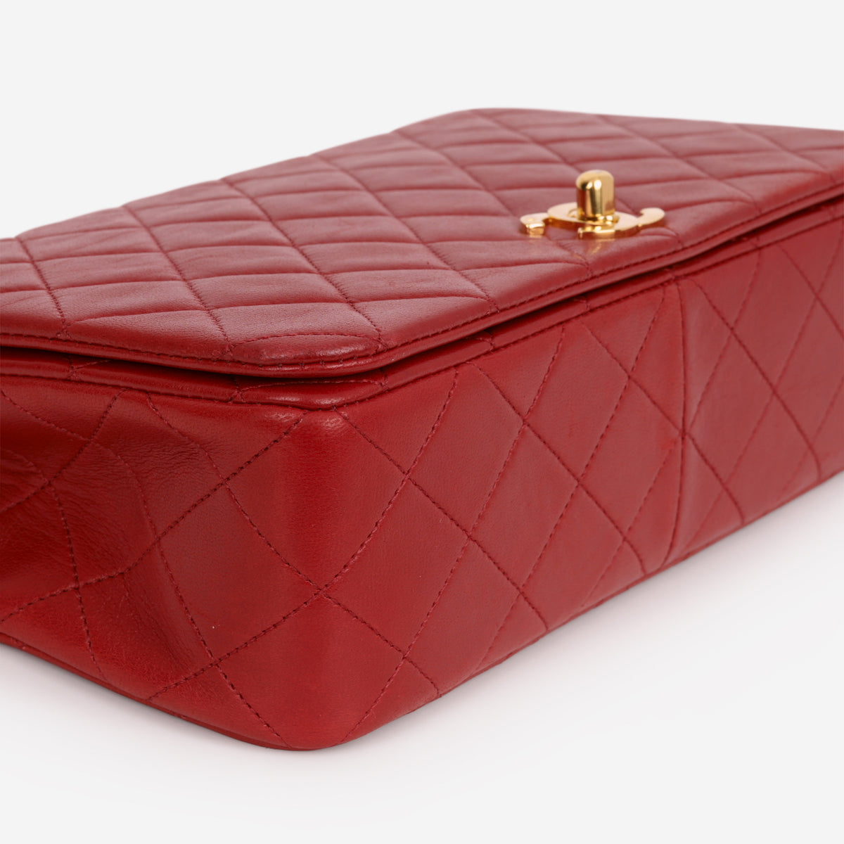 Chanel Vintage Single Full Flap - Red Lambskin | Gold Hardware