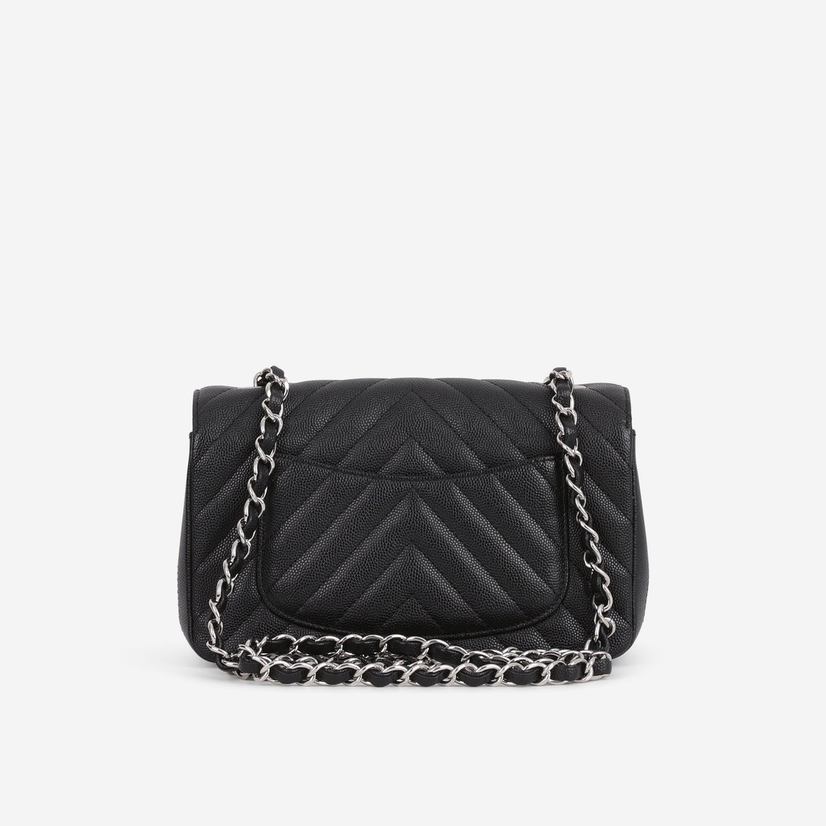 Chanel Mini Rectangular - Black Chevron Caviar | Silver Hardware - Bagista