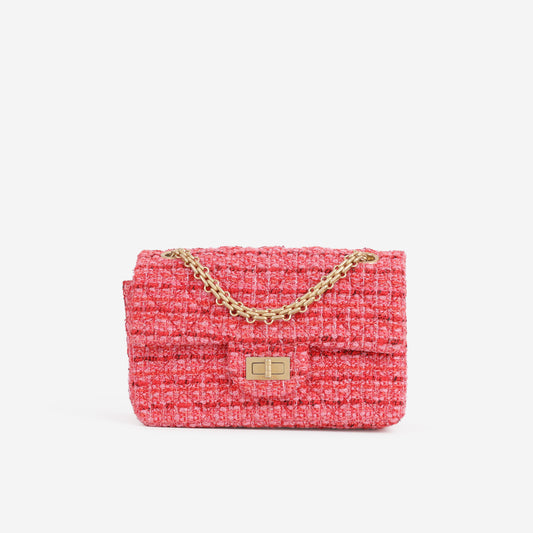 Chanel Mini 2.55 Reissue 224 - Red / Pink Tweed | Aged Gold Hardware - Bagista