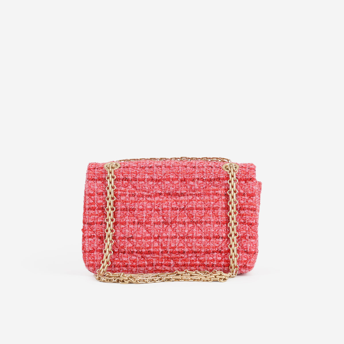 Chanel Mini 2.55 Reissue 224 - Red / Pink Tweed | Aged Gold Hardware - Bagista