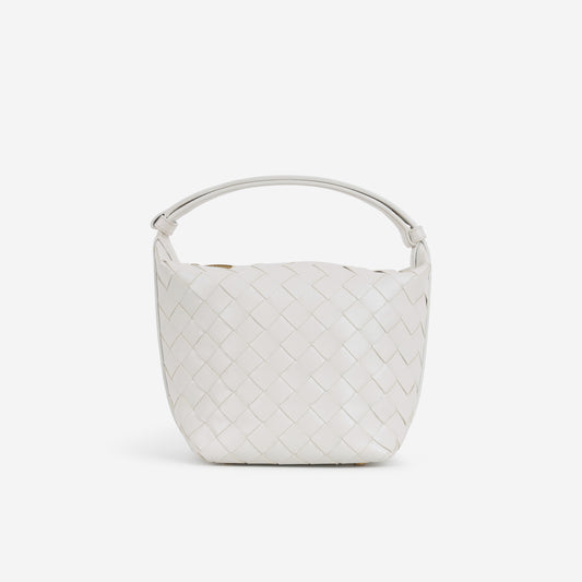 Bottega Candy Wallace Bag - White Intrecciato | Gold Hardware