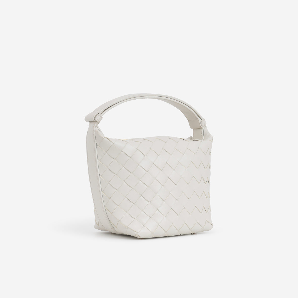 Bottega Candy Wallace Bag - White Intrecciato | Gold Hardware