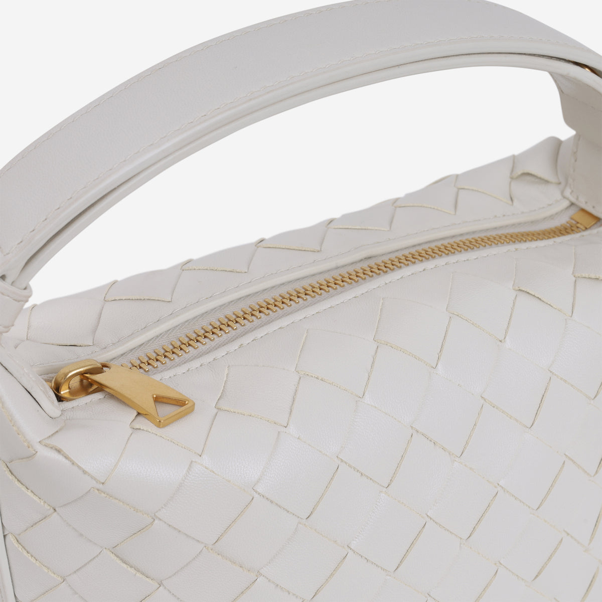 Bottega Candy Wallace Bag - White Intrecciato | Gold Hardware