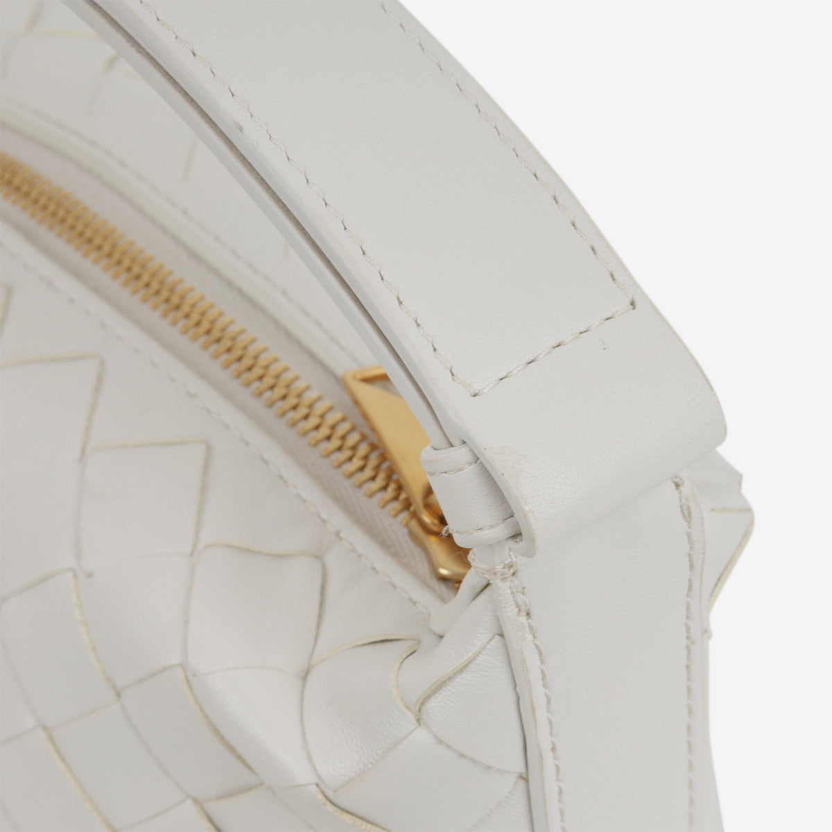 Bottega Candy Wallace Bag - White Intrecciato | Gold Hardware