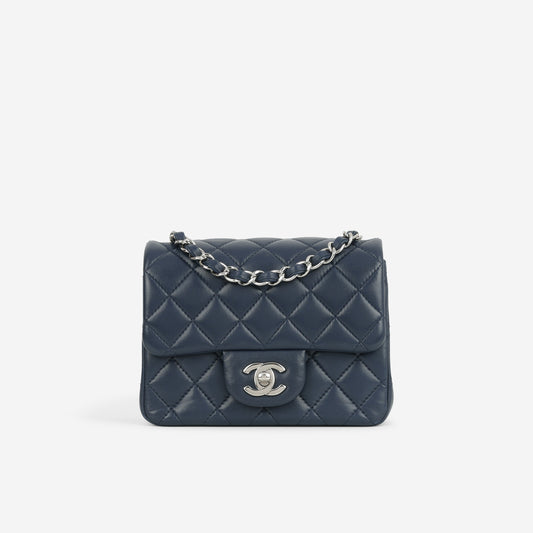 Chanel Mini Square - Navy Lambskin | Silver Hardware