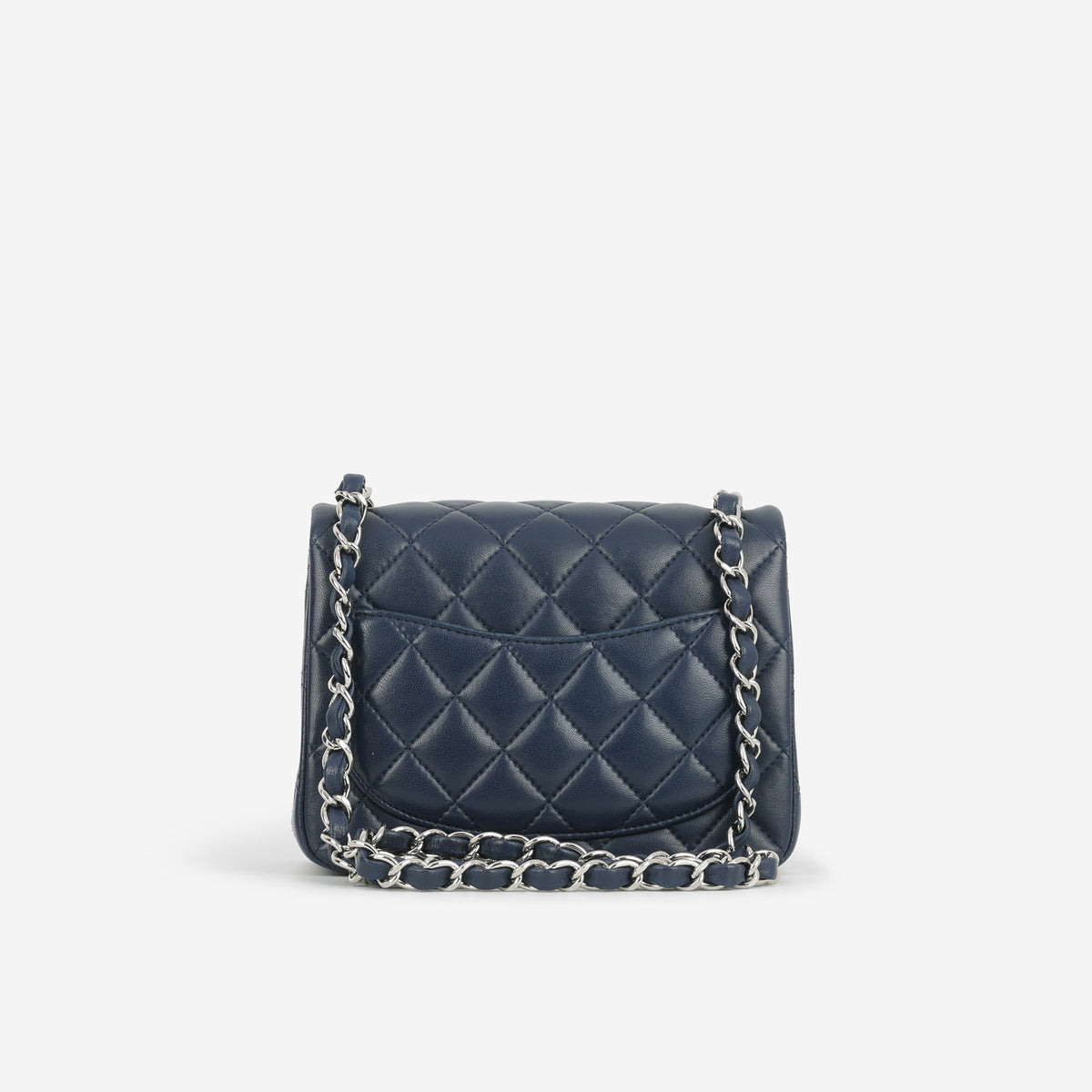 Chanel Mini Square - Navy Lambskin | Silver Hardware