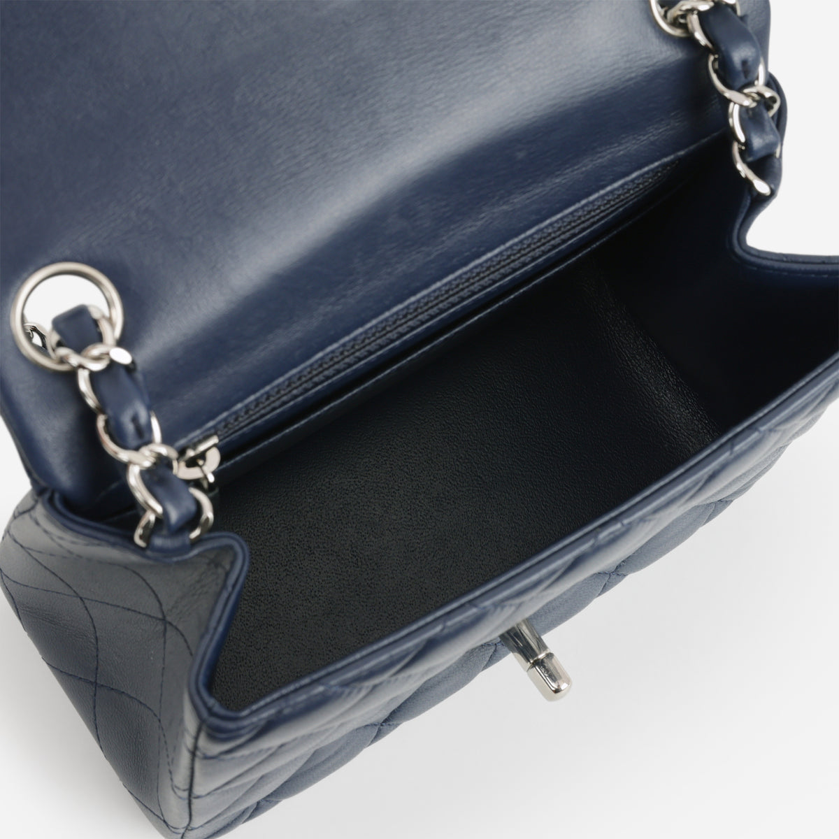 Chanel Mini Square - Navy Lambskin | Silver Hardware