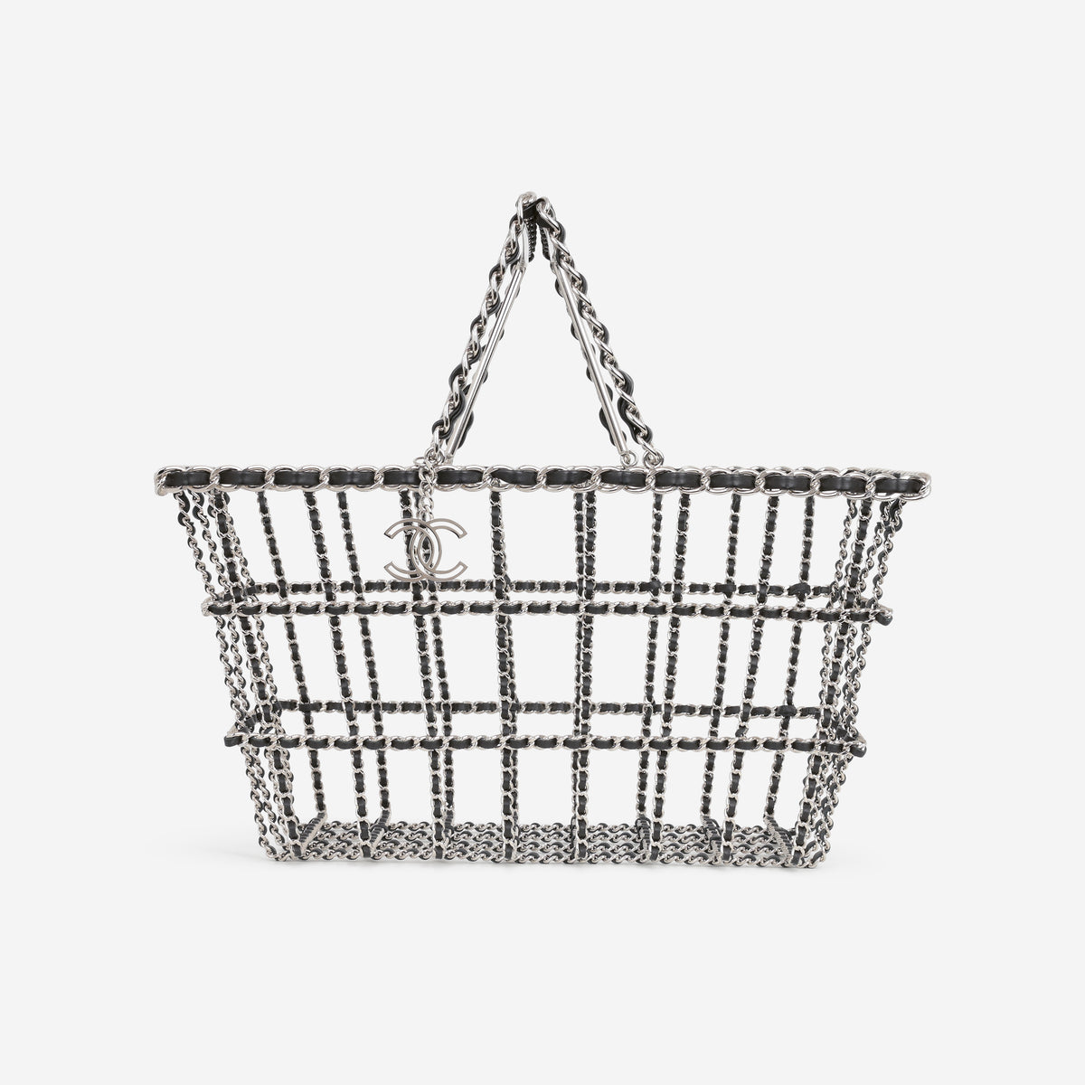 Chanel Supermarket Chainlink Shopping Tote - Black Lambskin | Silver Metal