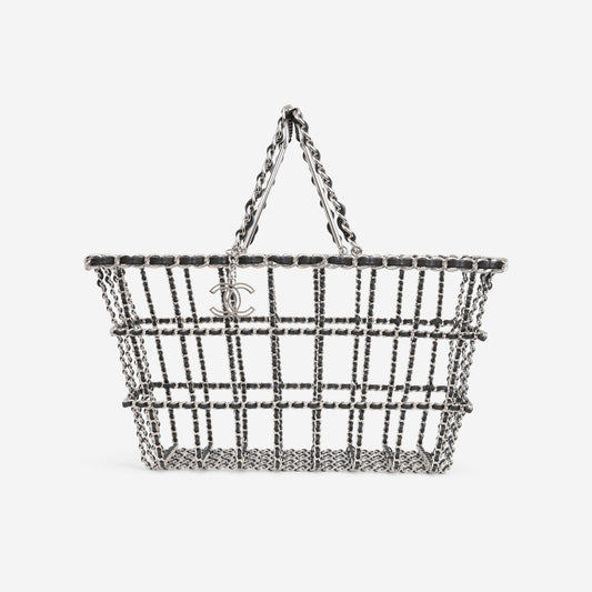 Chanel Supermarket Chainlink Shopping Tote - Black Lambskin | Silver Metal