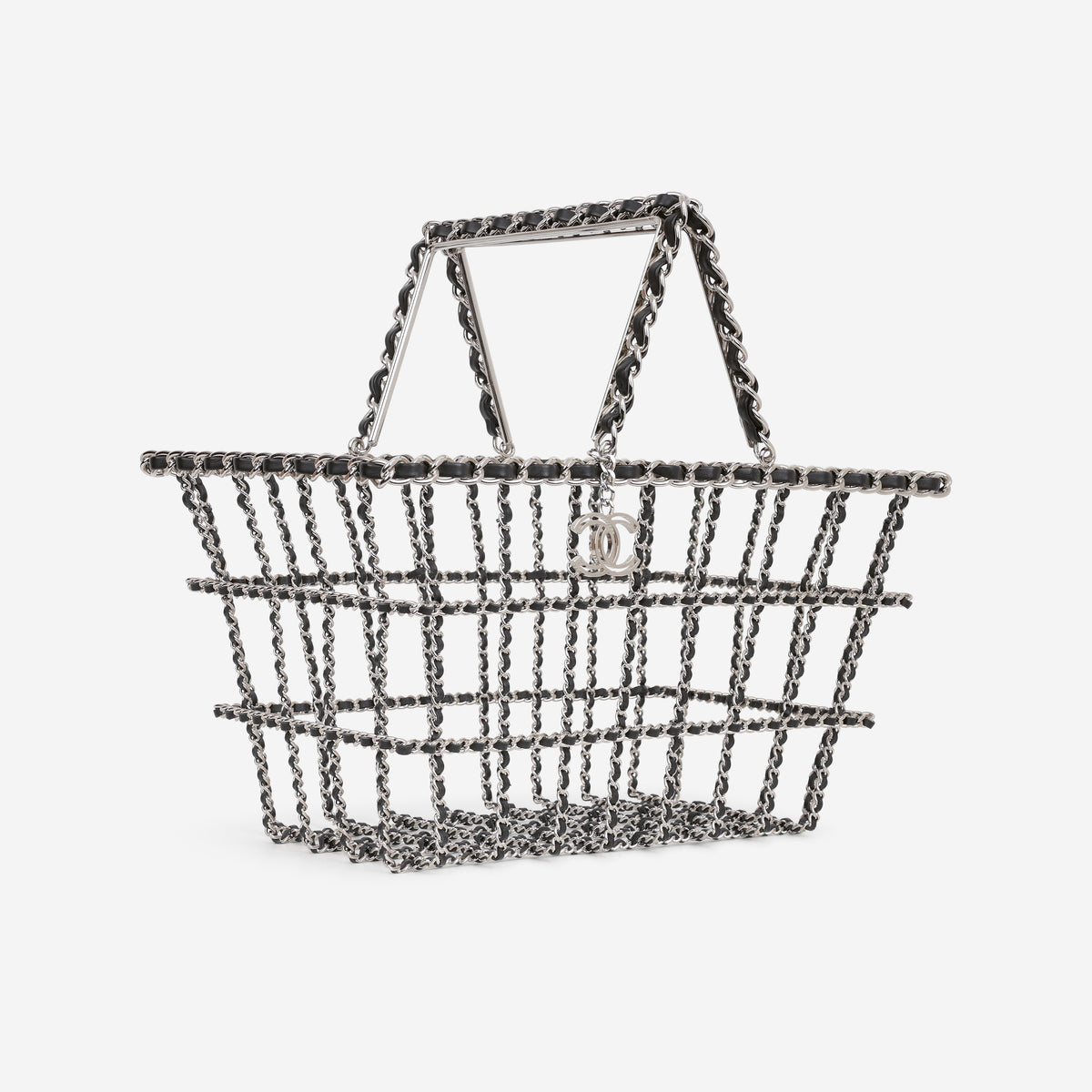 Chanel Supermarket Chainlink Shopping Tote - Black Lambskin | Silver Metal