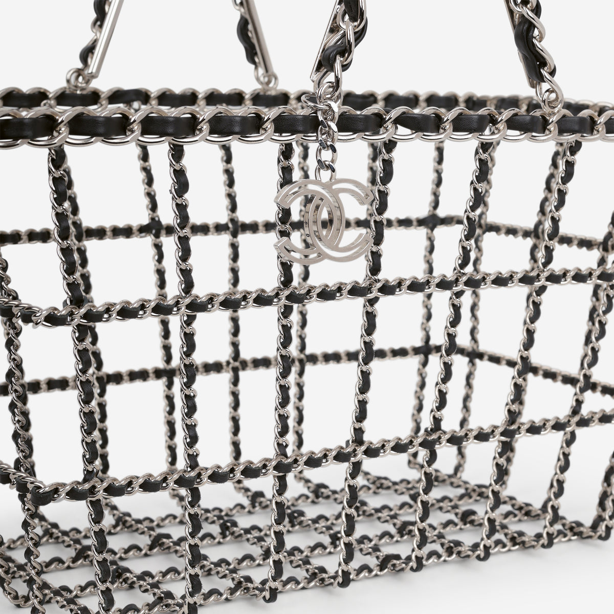 Chanel Supermarket Chainlink Shopping Tote - Black Lambskin | Silver Metal
