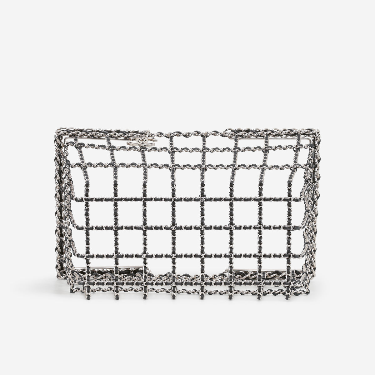 Chanel Supermarket Chainlink Shopping Tote - Black Lambskin | Silver Metal