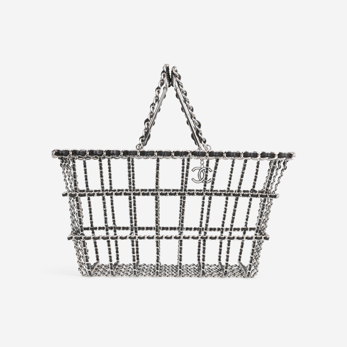 Chanel Supermarket Chainlink Shopping Tote - Black Lambskin | Silver Metal