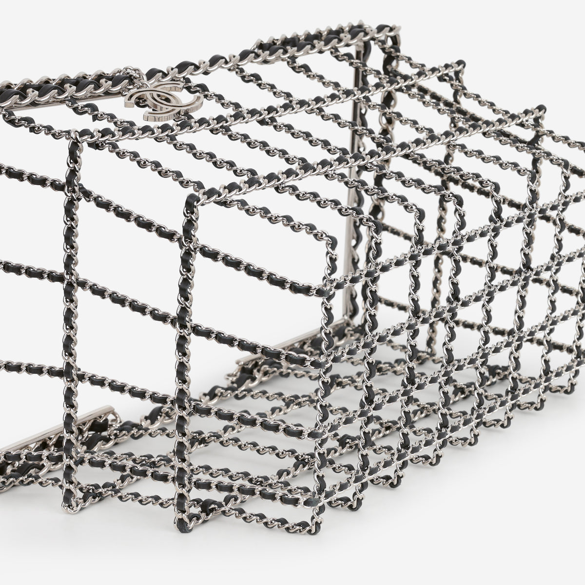 Chanel Supermarket Chainlink Shopping Tote - Black Lambskin | Silver Metal