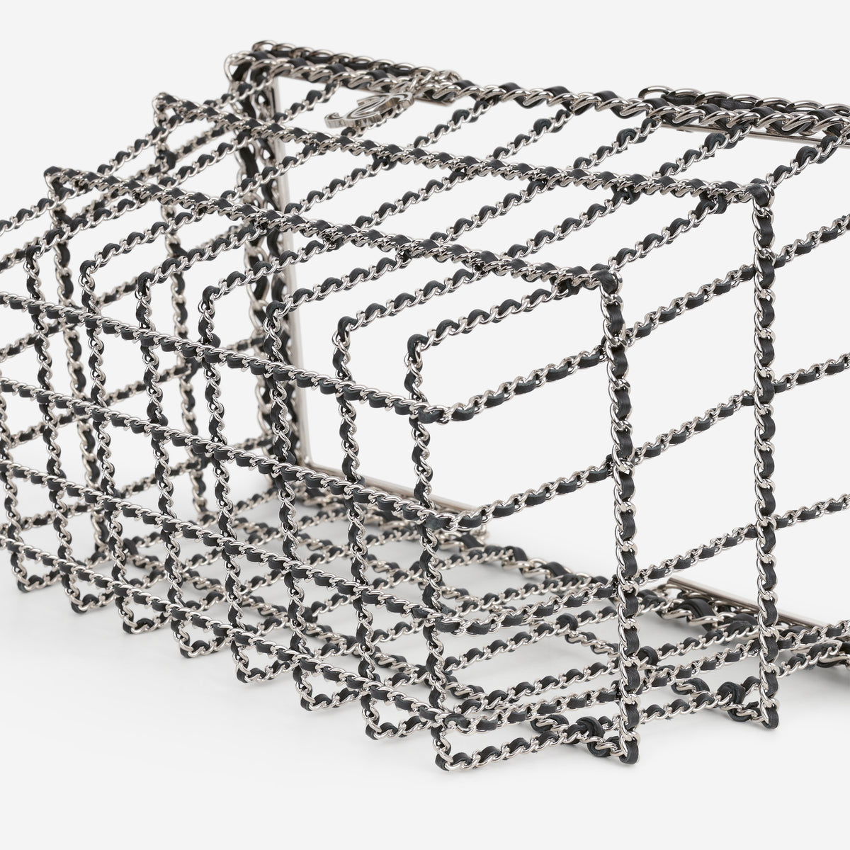Chanel Supermarket Chainlink Shopping Tote - Black Lambskin | Silver Metal