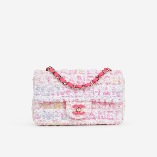 Chanel 24C Mini Rectangular - Pink Multicolour Tweed | Champagne Gold Hardware - Bagista