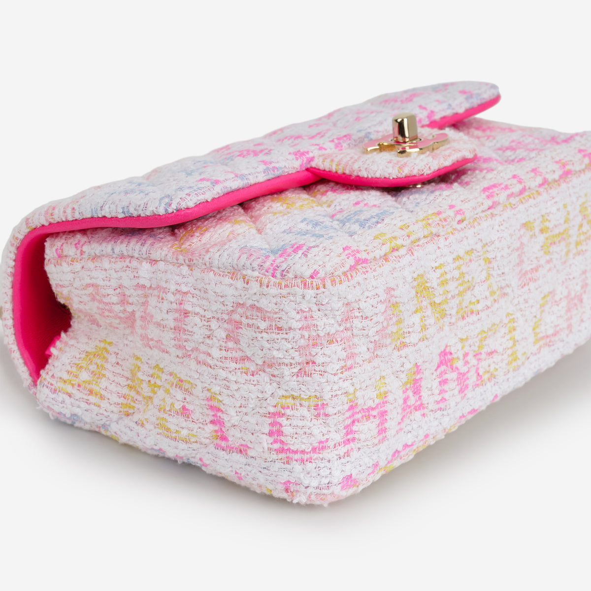 Chanel 24C Mini Rectangular - Pink Multicolour Tweed | Champagne Gold Hardware