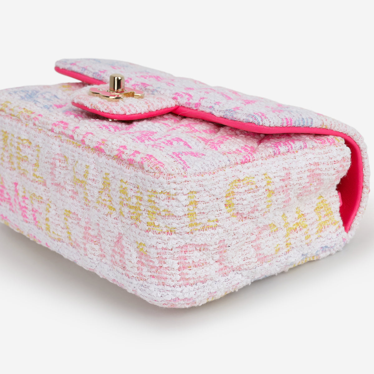 Chanel 24C Mini Rectangular - Pink Multicolour Tweed | Champagne Gold Hardware