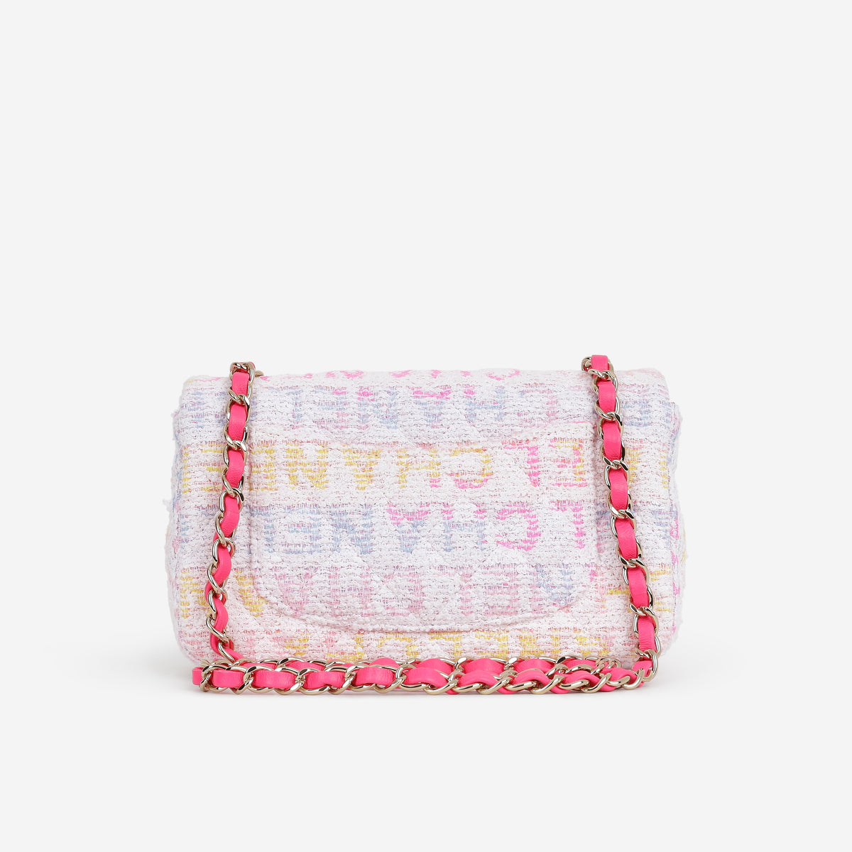 Chanel 24C Mini Rectangular - Pink Multicolour Tweed | Champagne Gold Hardware