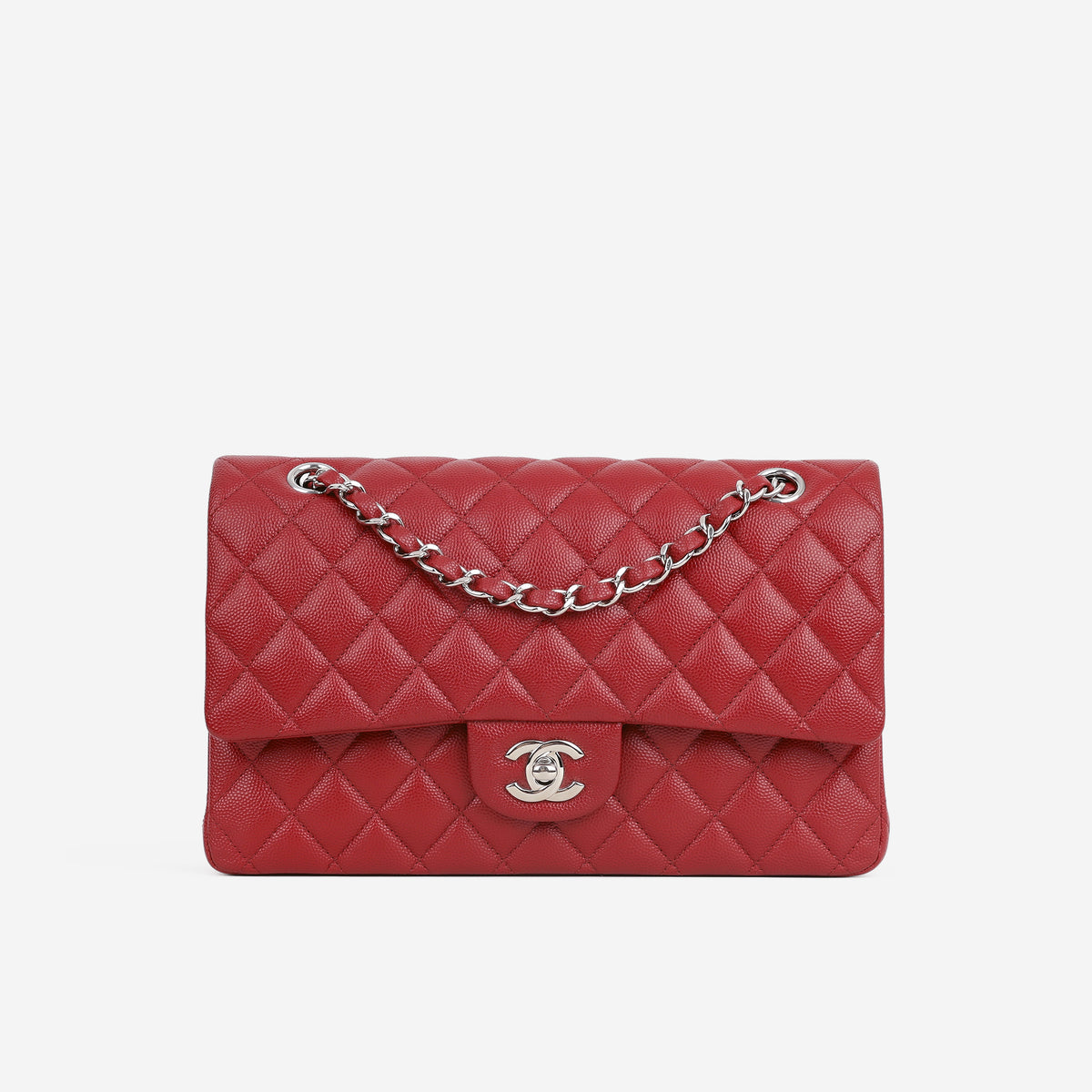 Chanel Medium Classic Flap - Red Caviar | Silver Hardware