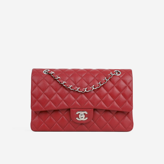 Chanel Medium Classic Flap - Red Caviar | Silver Hardware