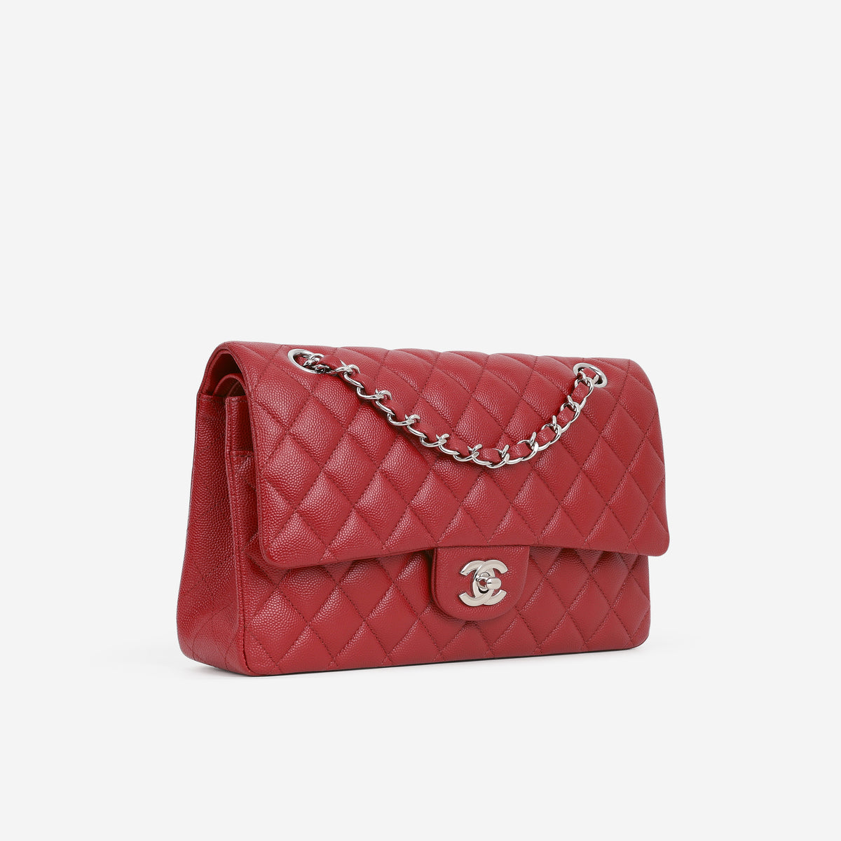 Chanel Medium Classic Flap - Red Caviar | Silver Hardware