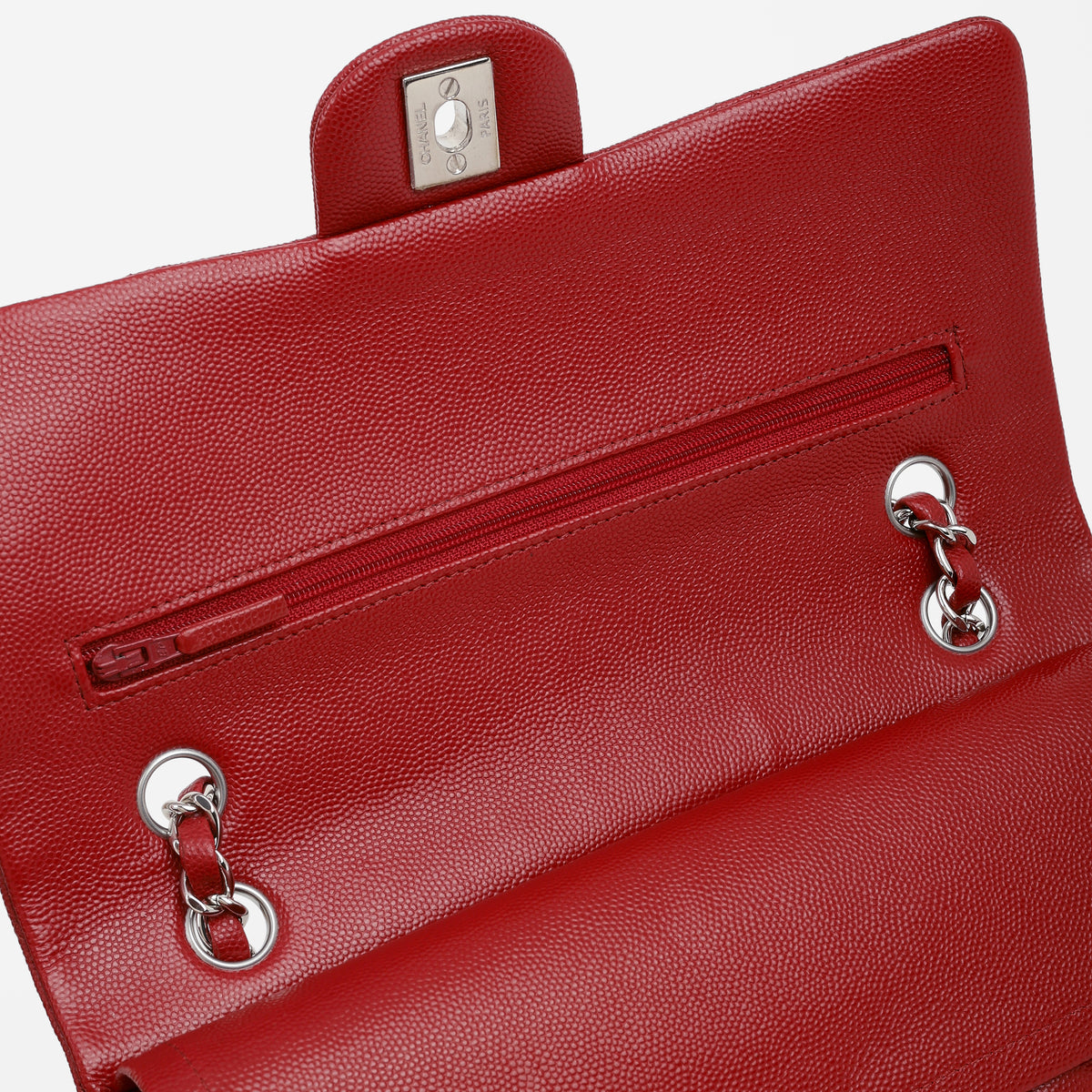 Chanel Medium Classic Flap - Red Caviar | Silver Hardware