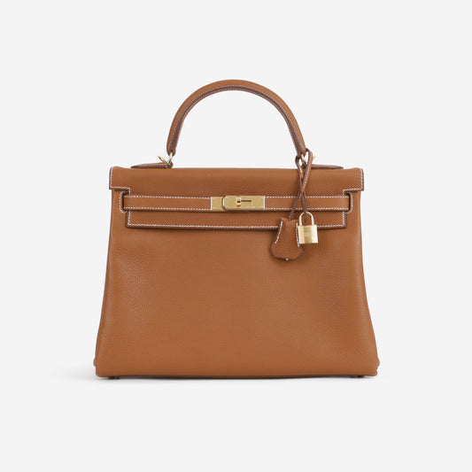 Hermès Kelly 32 - Fauve Barenia Faubourg | Gold Hardware - Bagista