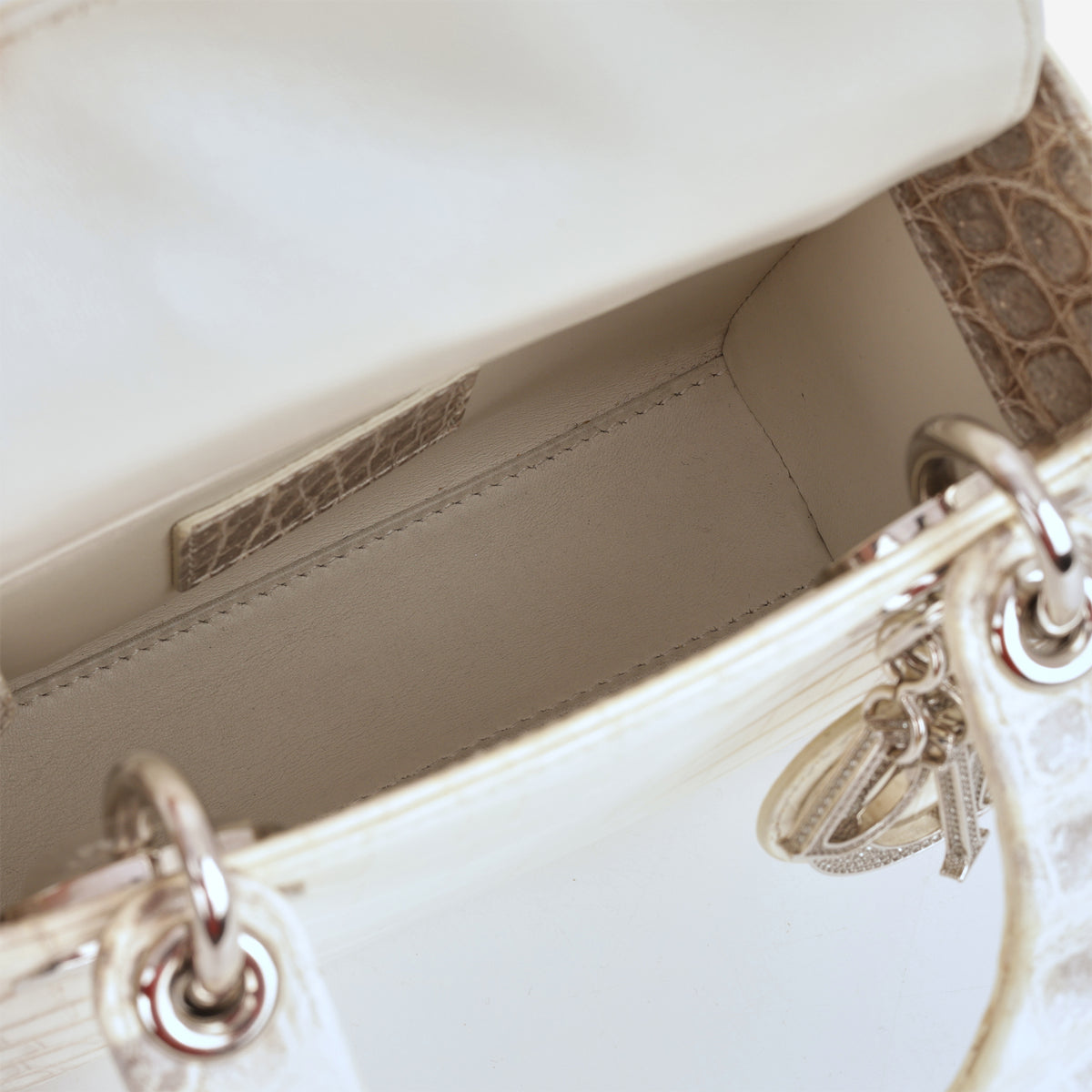 Dior Mini Lady Dior - Himalayan Crocodile Niloticus Diamante | Silver Hardware