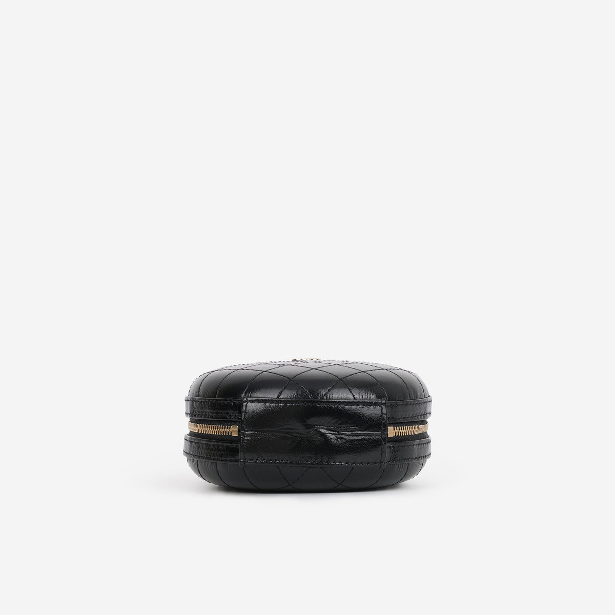 Chanel Round Clutch on Chain - Black Shiny Calfskin | Champagne Gold Hardware