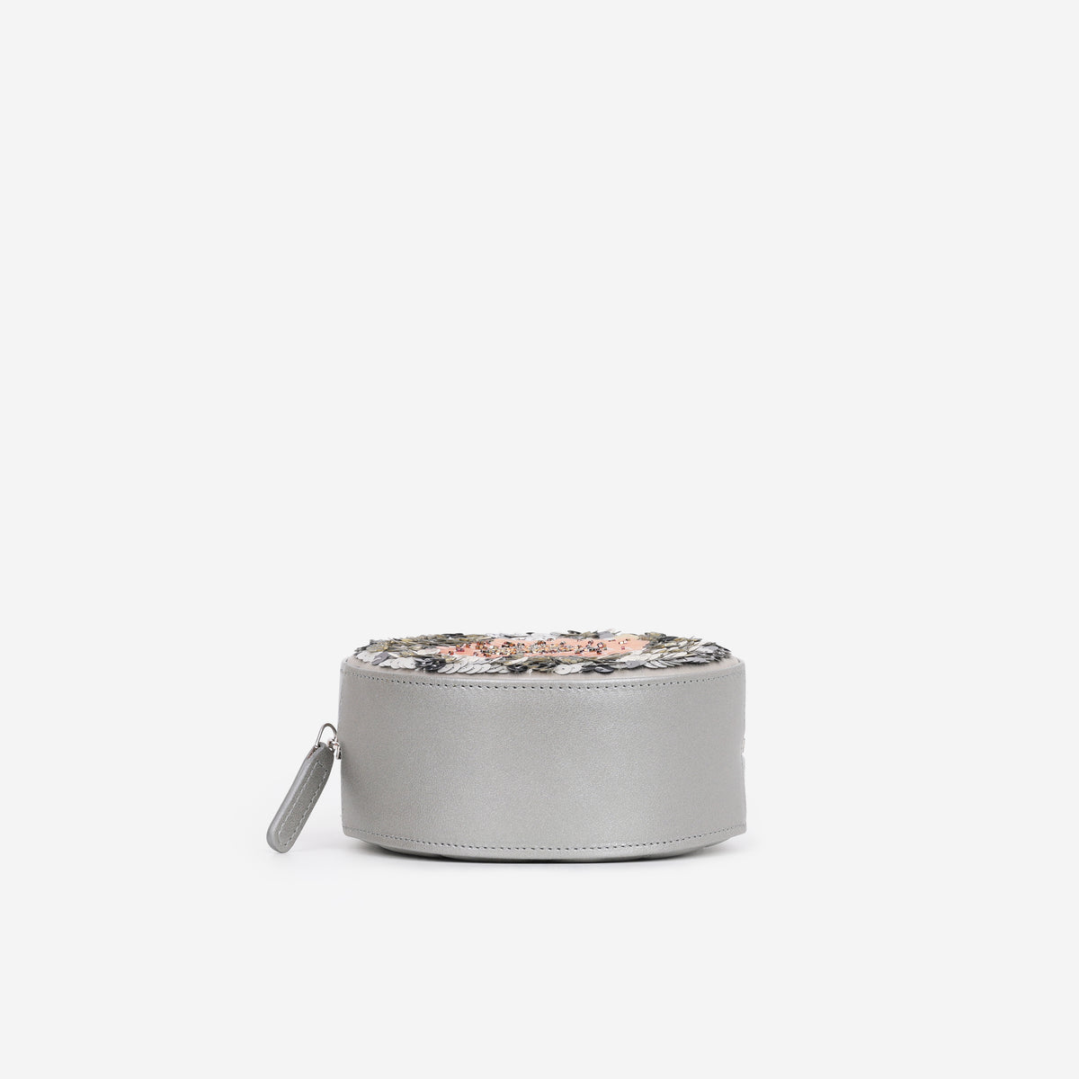 Chanel Round Clutch on Chain - Peach/Silver Flower Sequin / Lambskin | Silver Hardware