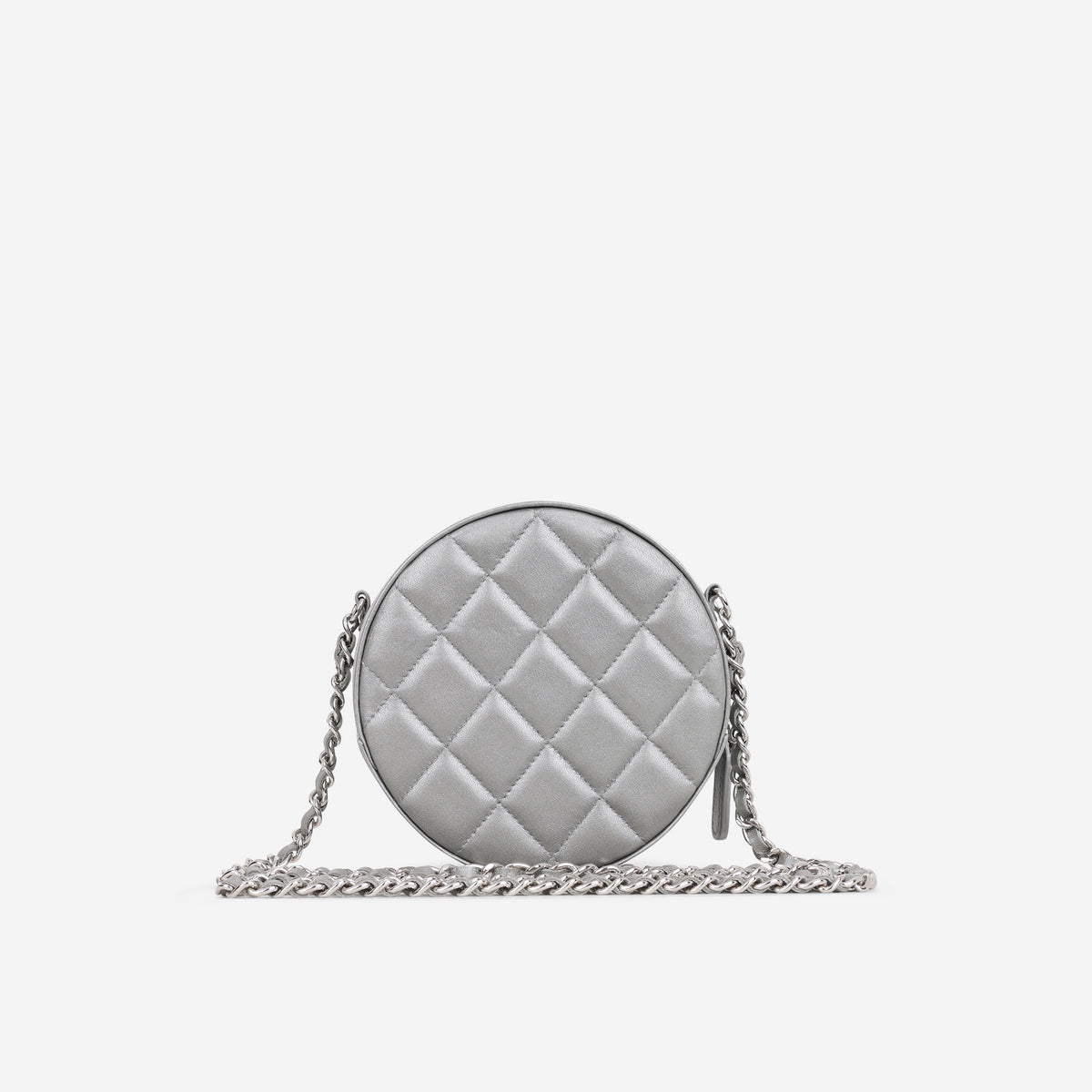 Chanel Round Clutch on Chain - Peach/Silver Flower Sequin / Lambskin | Silver Hardware
