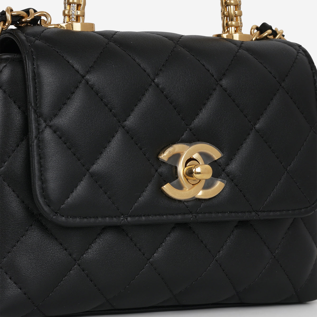Coco Handle Clutch on Chain - Black Lambskin | Aged Gold Hardware