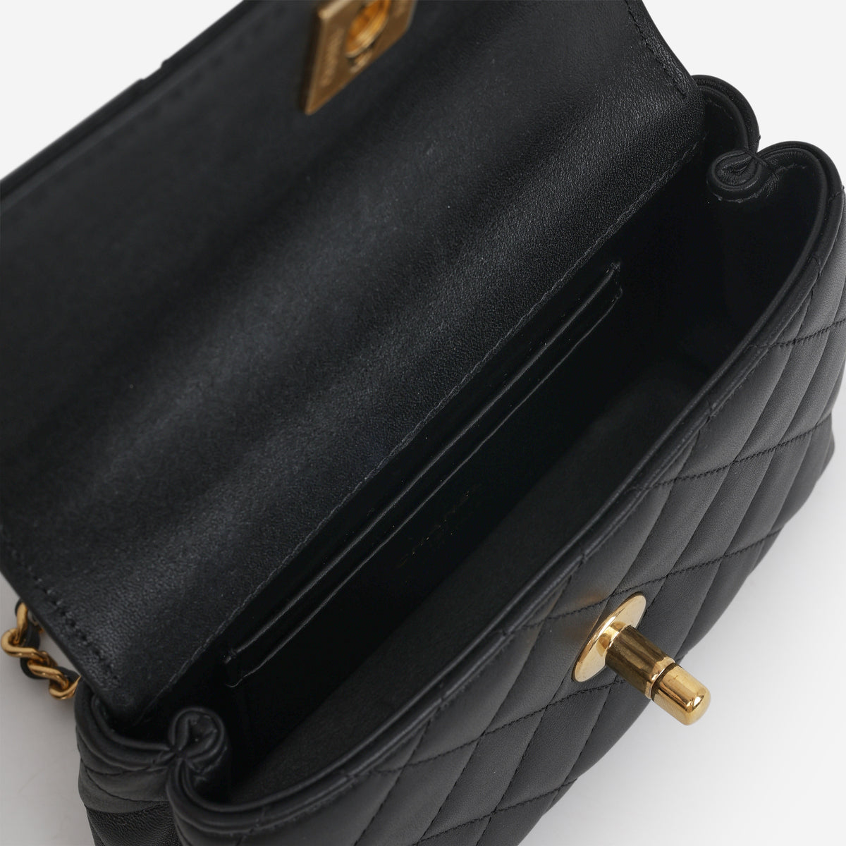 Coco Handle Clutch on Chain - Black Lambskin | Aged Gold Hardware