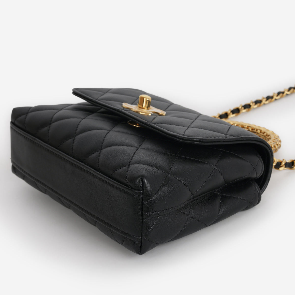 Coco Handle Clutch on Chain - Black Lambskin | Aged Gold Hardware