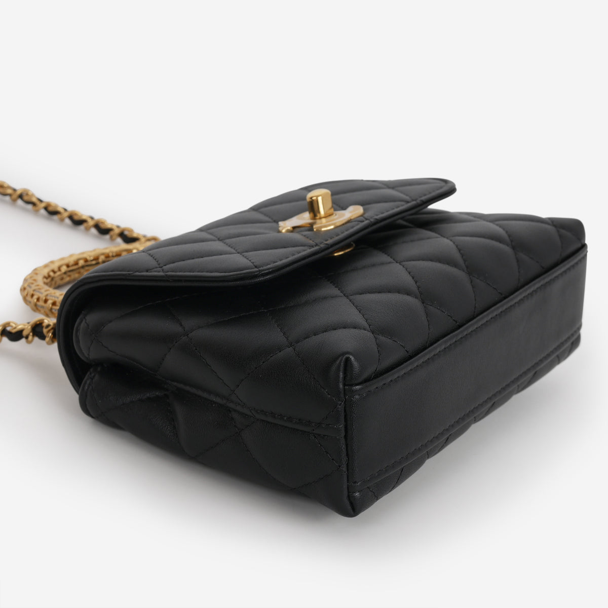 Coco Handle Clutch on Chain - Black Lambskin | Aged Gold Hardware
