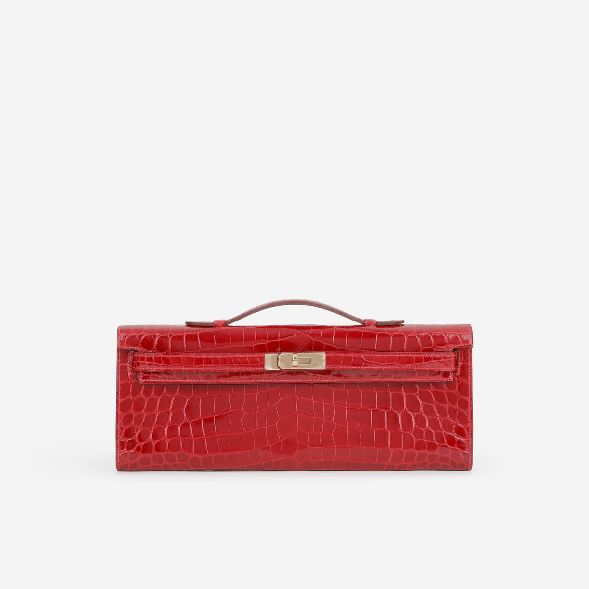 Hermès Kelly Cut - Rouge H Crocodile Niloticus | Permabrass Hardware