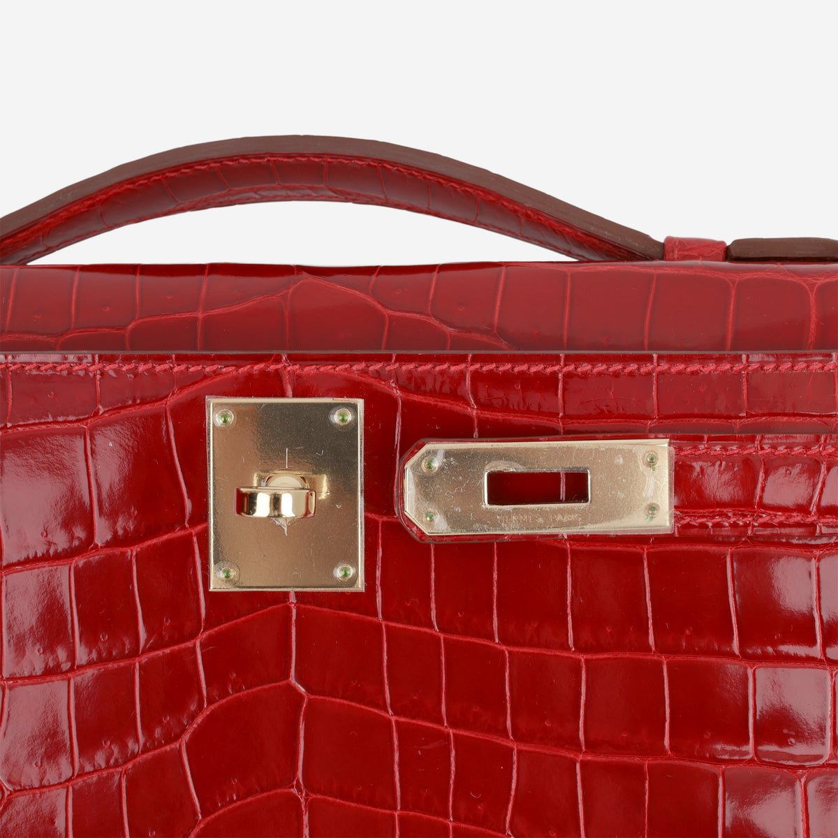 Hermès Kelly Cut - Rouge H Crocodile Niloticus | Permabrass Hardware