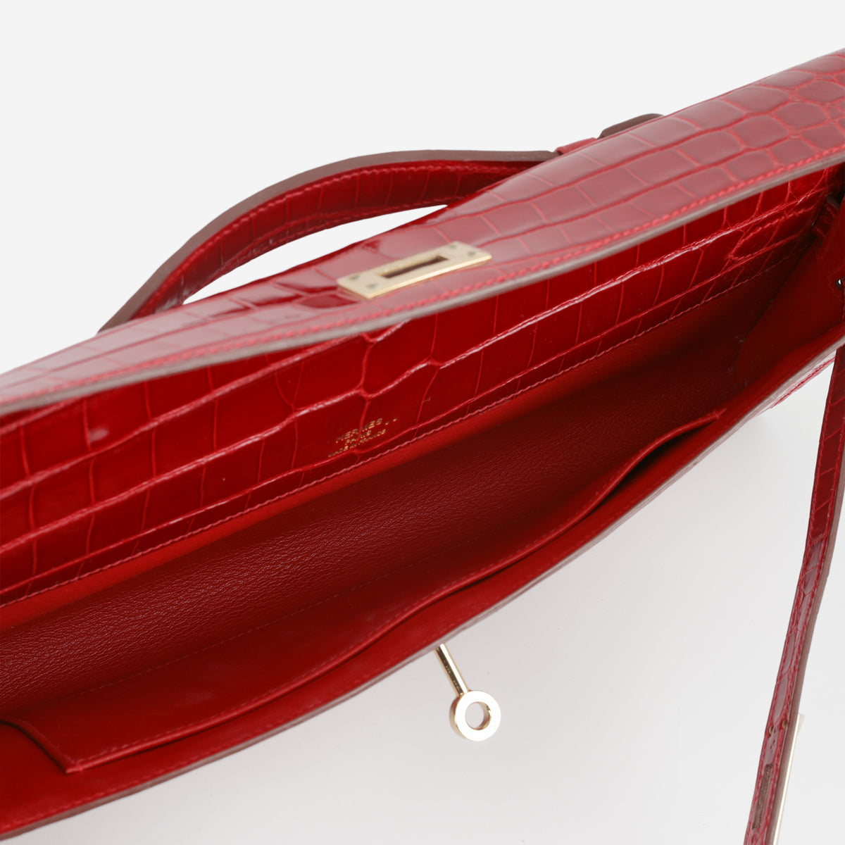 Hermès Kelly Cut - Rouge H Crocodile Niloticus | Permabrass Hardware