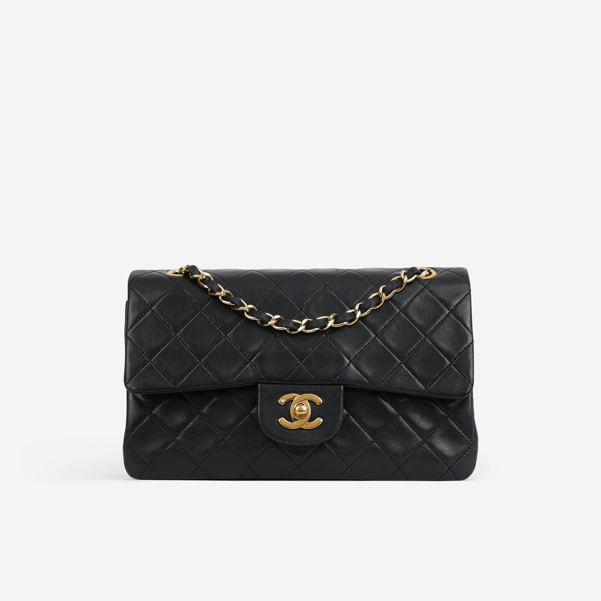 Chanel Vintage Square Flap Bag - Black Lambskin | Gold Hardware