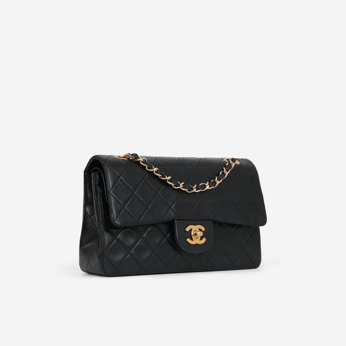 Chanel Vintage Square Flap Bag - Black Lambskin | Gold Hardware