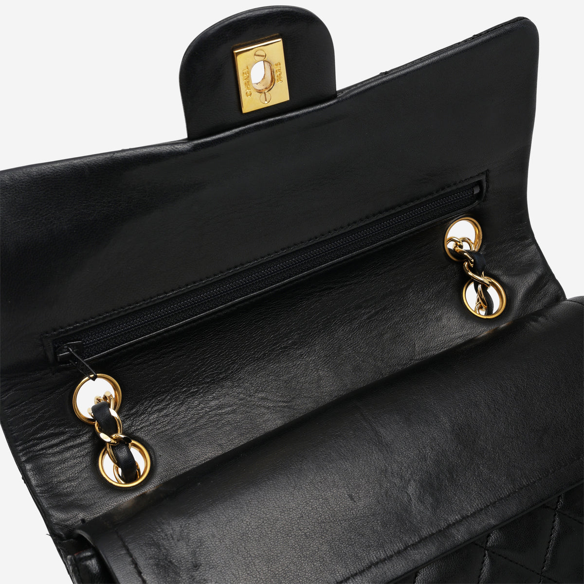 Chanel Vintage Square Flap Bag - Black Lambskin | Gold Hardware