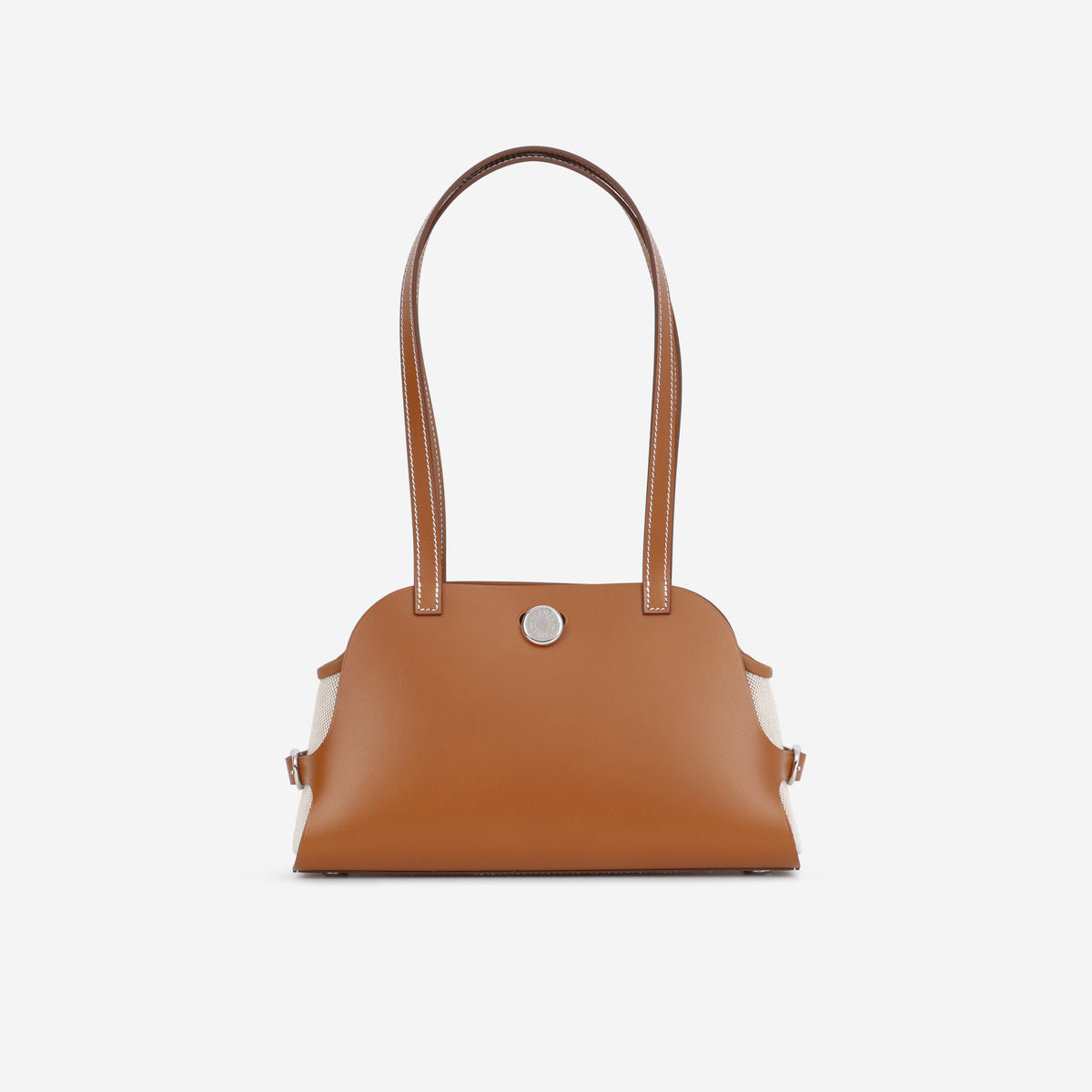 Hermès Tablier Sellier - Ecru Beige Toile Militaire / Fauve Hunter | Palladium Hardware
