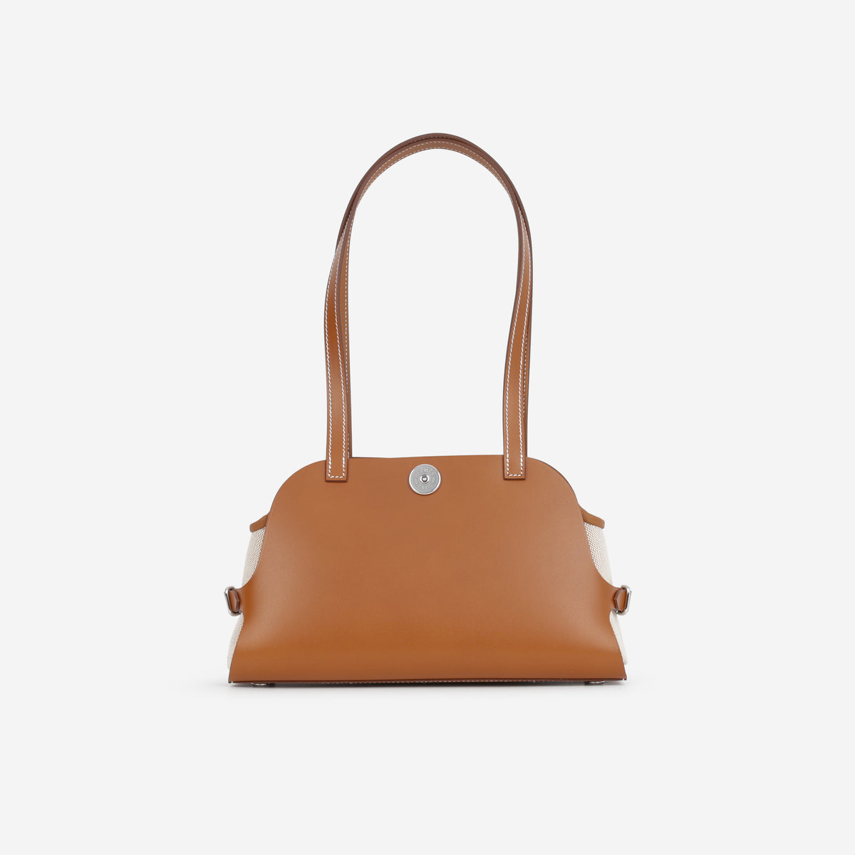 Hermès Tablier Sellier - Ecru Beige Toile Militaire / Fauve Hunter | Palladium Hardware