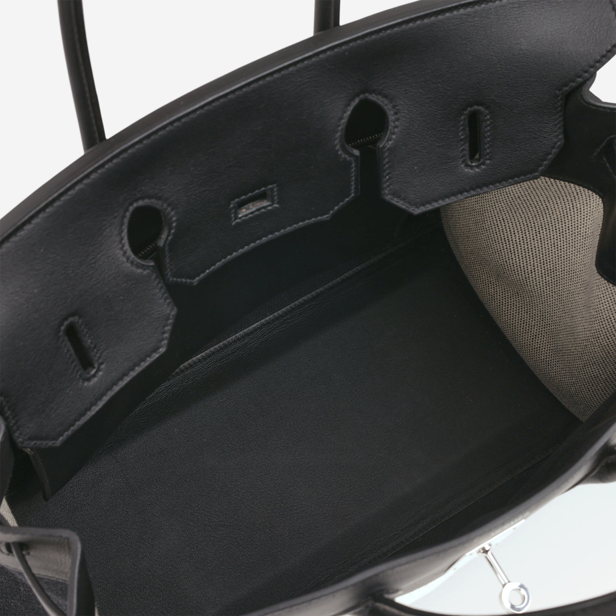 Hermès Birkin 35 Fray Fray - Ecru Noir Twill H / Noir Swift | Palladium Hardware