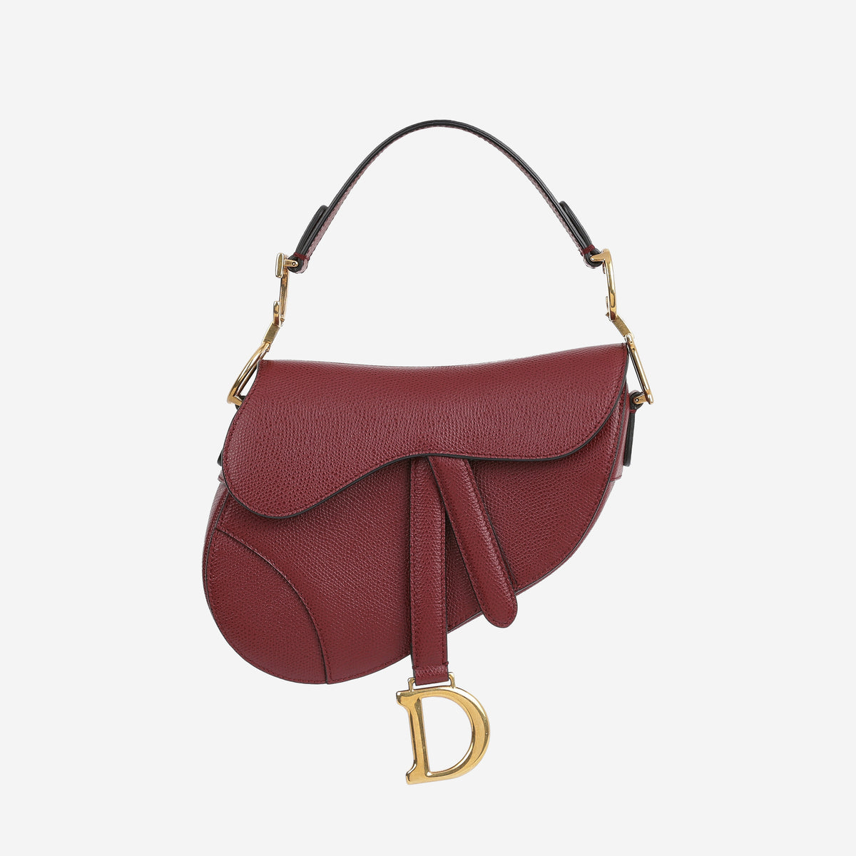 Dior Mini Saddle Bag - Burgundy Grained Calfskin | Gold Hardware