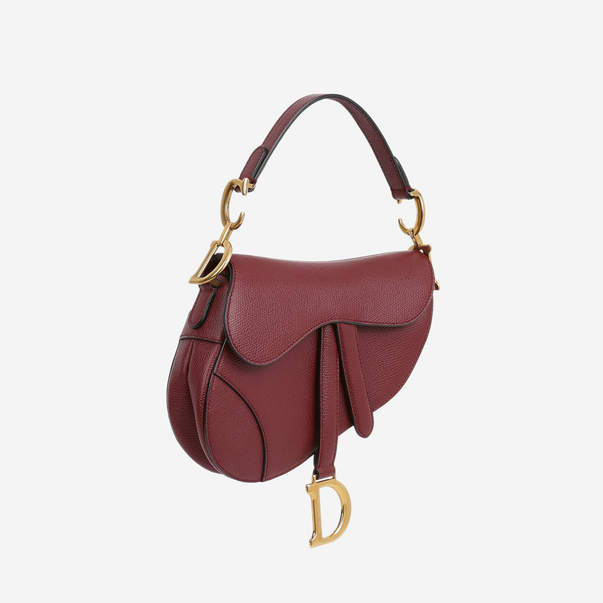 Dior Mini Saddle Bag - Burgundy Grained Calfskin | Gold Hardware